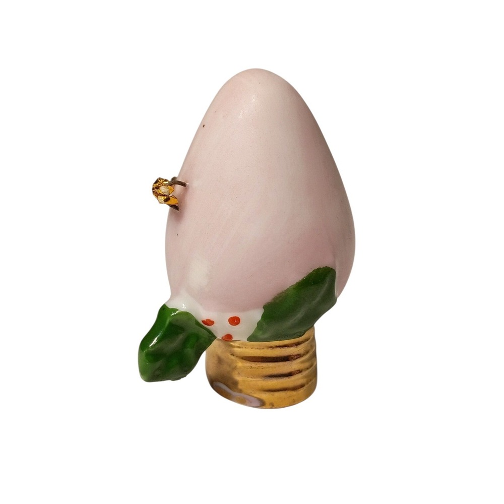 Vintage Pottery Ceramic Milk Glass? Handmade‎ Christmas Ornaments Bulb Pink
